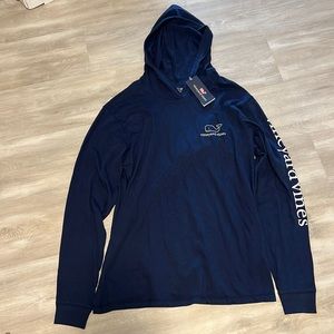 Navy w white Vineyard Vines Hooded Whale 🐳 Long Sleeve T-Shirt